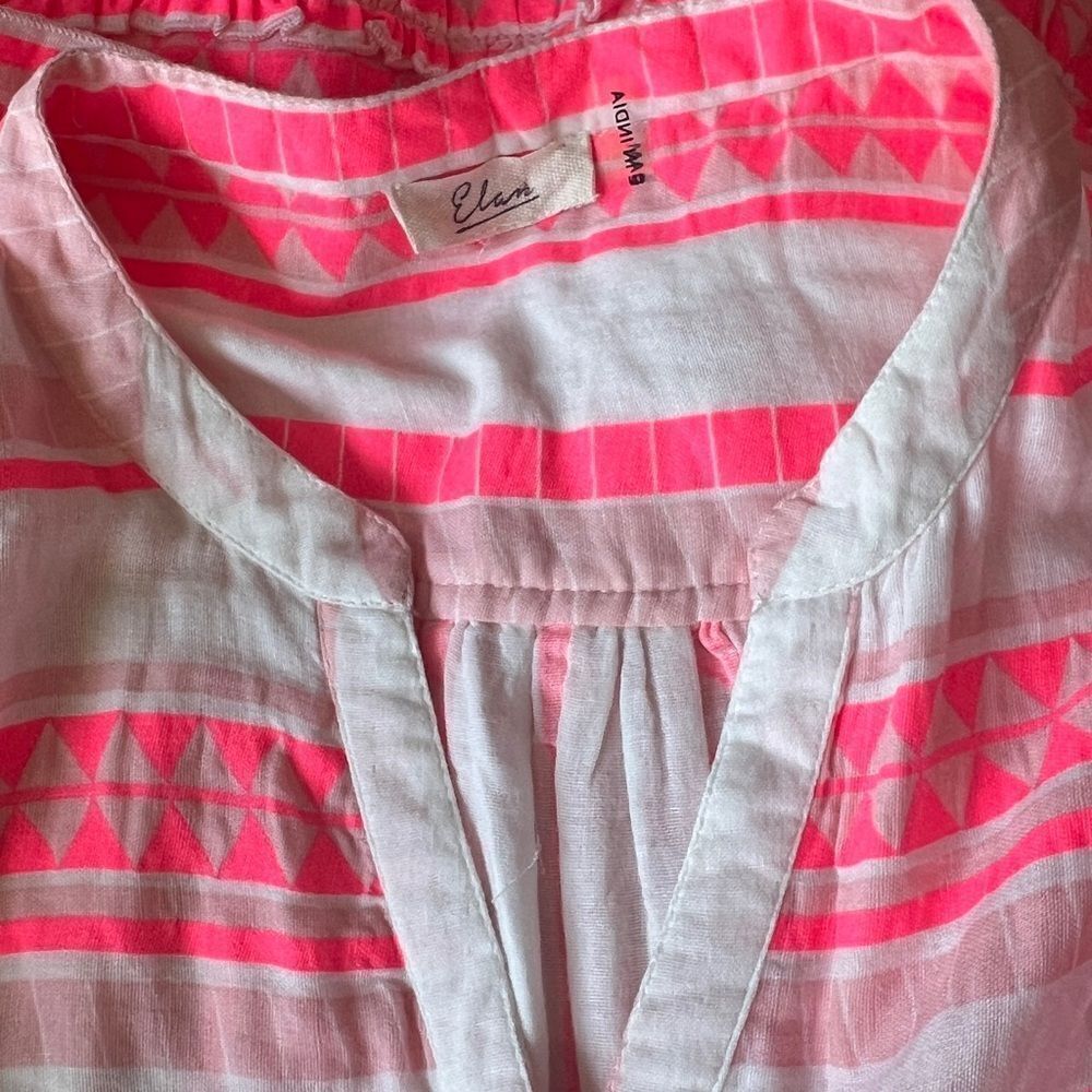 ELAN Pink & White Geometric Tunic Dress - Size Large - Picture 11 of 12